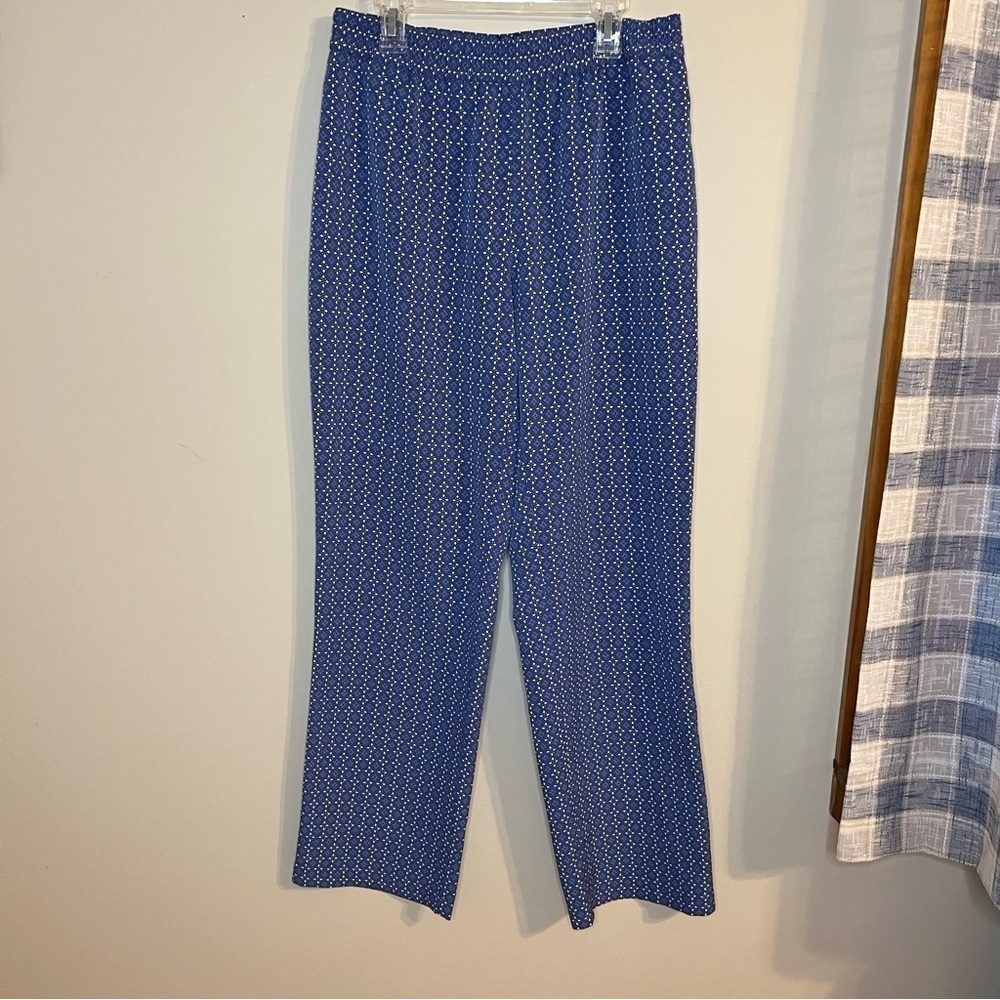 TALBOTS Blue Floral Patterned Pull On Pants 8